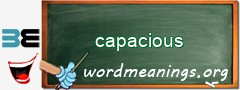 WordMeaning blackboard for capacious